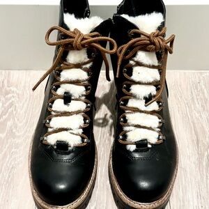 Black and Brown Women's Leighton Hiking Boots with Faux Fur Lining
